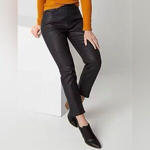 a.n.a. Women's Black Coated Jean Pants Straight Leg